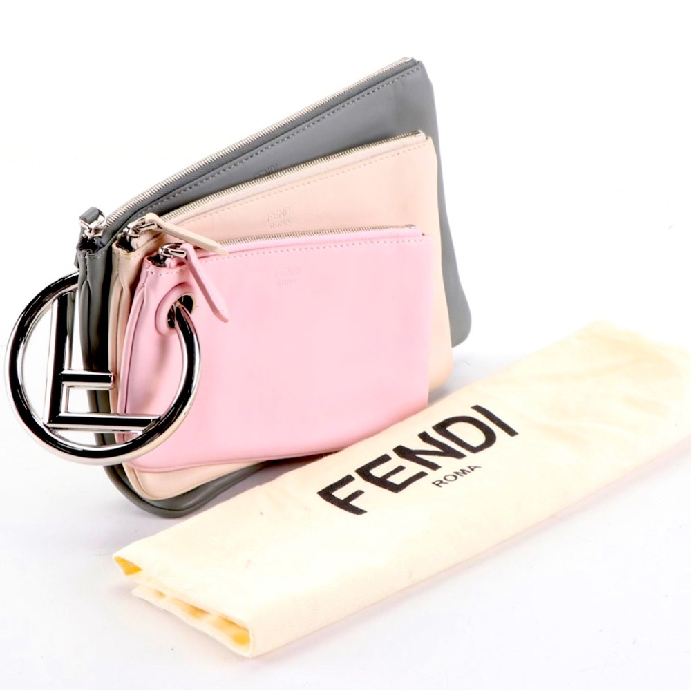 Sold-Fendi Triplette Multicolor Trio Zip Pouch/Clutch!